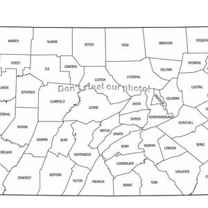 Fichiers SVG, comté de Pennsylvanie, contour des comtés, fichiers Silhouette, fichiers de coupe, fichiers vectoriels, carte de l'État Clip Art