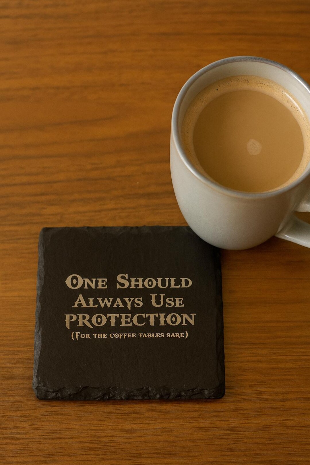 One Should Always Use Protection Rock Slate Coaster - Etsy