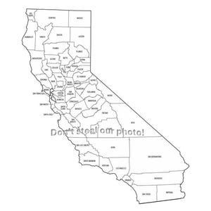 Fichiers SVG, comté de Californie, contour des comtés, fichiers Silhouette, couper des fichiers, des fichiers vectoriels, carte de l'État Clip Art