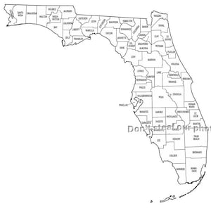 Florida Counties County overzicht SVG-bestanden, silhouetbestanden, gesneden bestanden, vectorbestanden, staatskaart illustraties