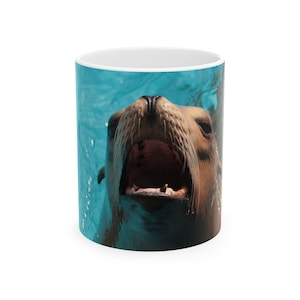 Playful Sea Lion Ceramic Coffee Mug - Ocean Lover Gift