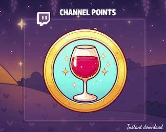 Wine Glass Channel Point Icon – Elegant Twitch PNG for Just Chatting, Chill Streams, Celebration Redemptions, Sophisticated Overlays