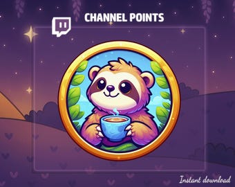 Sloth Time – Lazy Vibes Twitch Channel Point Icon, Chill Stream Reward PNG, Cute Animal Emote for Streamers, Sloth Channel Point