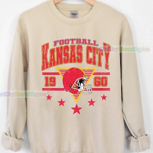 Kansas City voetbalshirt, vintage Kansas City voetbalshirt met ronde hals, Kansas City voetbalshirt, Game Day Kansas City-fancadeaus