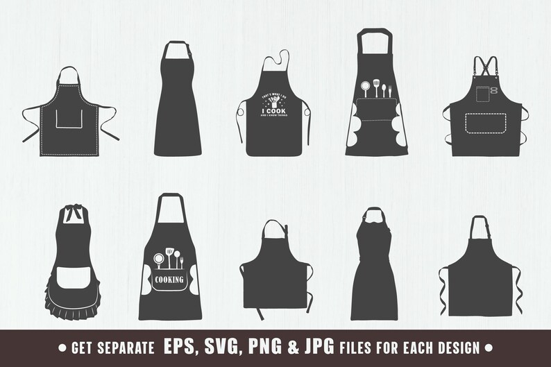 Apron Silhouette SVG: Chef & Kitchen Apron Designs (digital Files) - Etsy