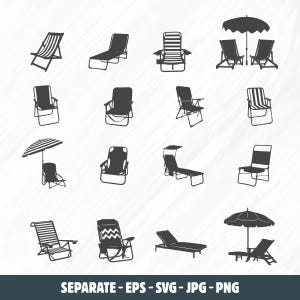 Beach chair svg, Beach chair silhouette, Summer beach chair svg, Folding beach chairs svg, Folding beach chairs silhouette, Chair svg bundle