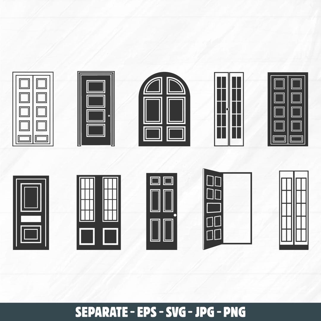 ドアのシルエット、ドアの svg、木製ドアの svg、ドアのアイコン、ドアのロゴ、寝室のドアの svg、ドアのベクター セット。 - Etsy 日本, image size:1080x1080