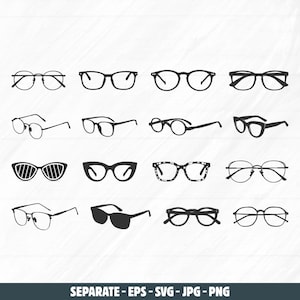 Brillen svg, Brillen svg, Sonnenbrillen-Silhouette, Sonnenbrillen svg, Brillen Clipart, Brillen Silhouette, Brillen Vektor-Bundle.