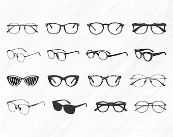 Eyeglasses SVG Bundle: Sunglasses Silhouette, Glasses Clipart