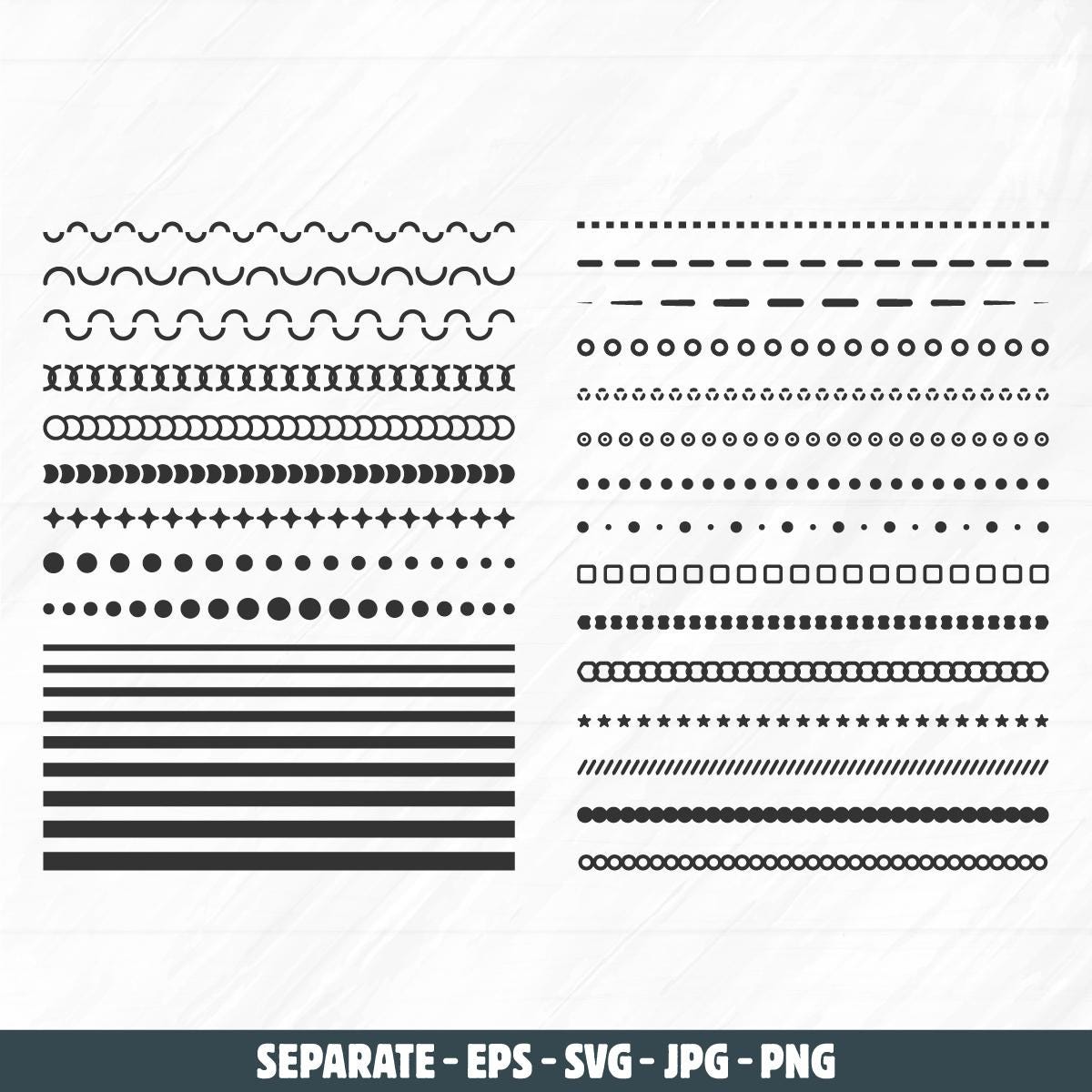 Basic Line SVG Bundle: Straight, Dotted, Dashed (digital Files) - Etsy