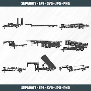 Big Tex trailers SVG, Big Tex trailers vector, Flatbed trailer SVG, Big Tex trailers silhouette, Car trailer SVG, Flatbed semi truck Svg.