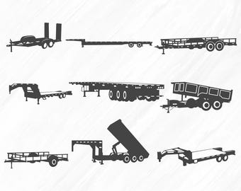 Big Tex trailers SVG, Big Tex trailers vector, Flatbed trailer SVG, Big Tex trailers silhouette, Car trailer SVG, Flatbed semi truck Svg.