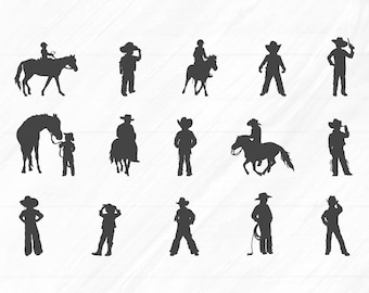 Kleine cowboy silhouet, vector clipart (svg, eps, dxf, jpg)