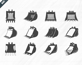 Cuchara de excavadora SVG: Imágenes prediseñadas de vehículo de construcción (archivos digitales)