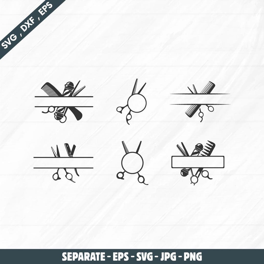 Barber Tool Split Monogram SVG, Hair Salon Logo (digital Files) - Etsy UK