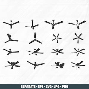 Ceiling fan svg, Ceiling fan silhouette, Electric fan svg, Fan svg, Ceiling fan vector illustration, Ceiling fan bundle, Ceiling fan vector.