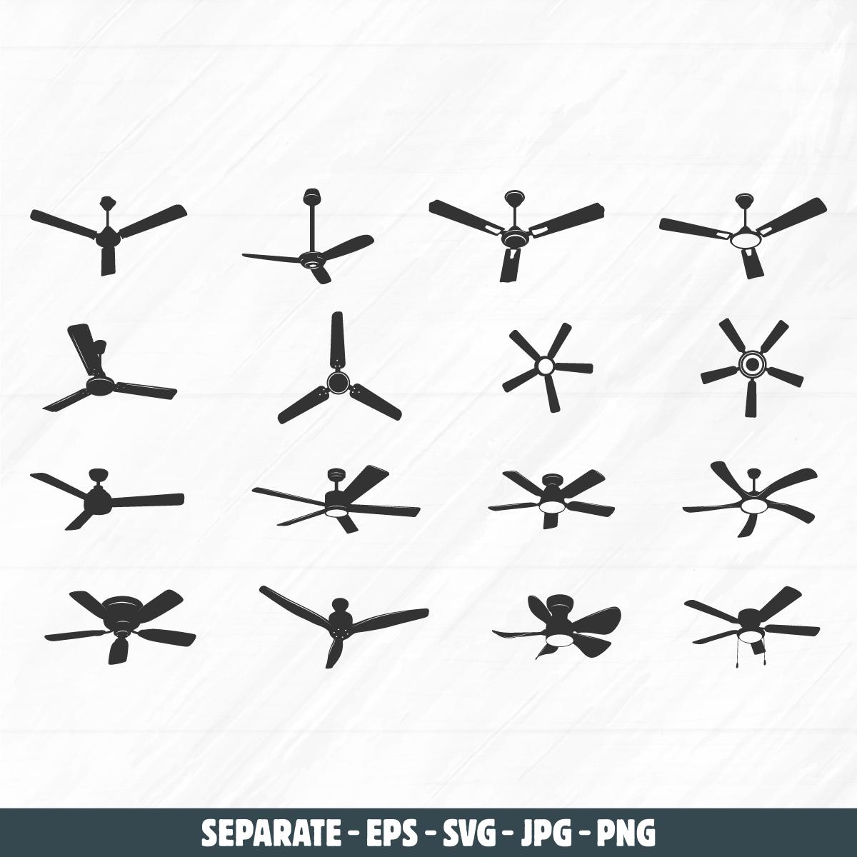 Ceiling fan svg, Ceiling fan silhouette, Electric fan svg, Fan svg, Ceiling fan vector illustration, Ceiling fan bundle, Ceiling fan vector.