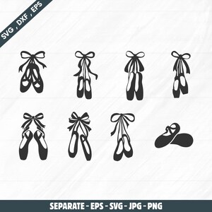 Balettskor Silhuett Set, Band Skor Clipart (eps, svg, jpg, png)