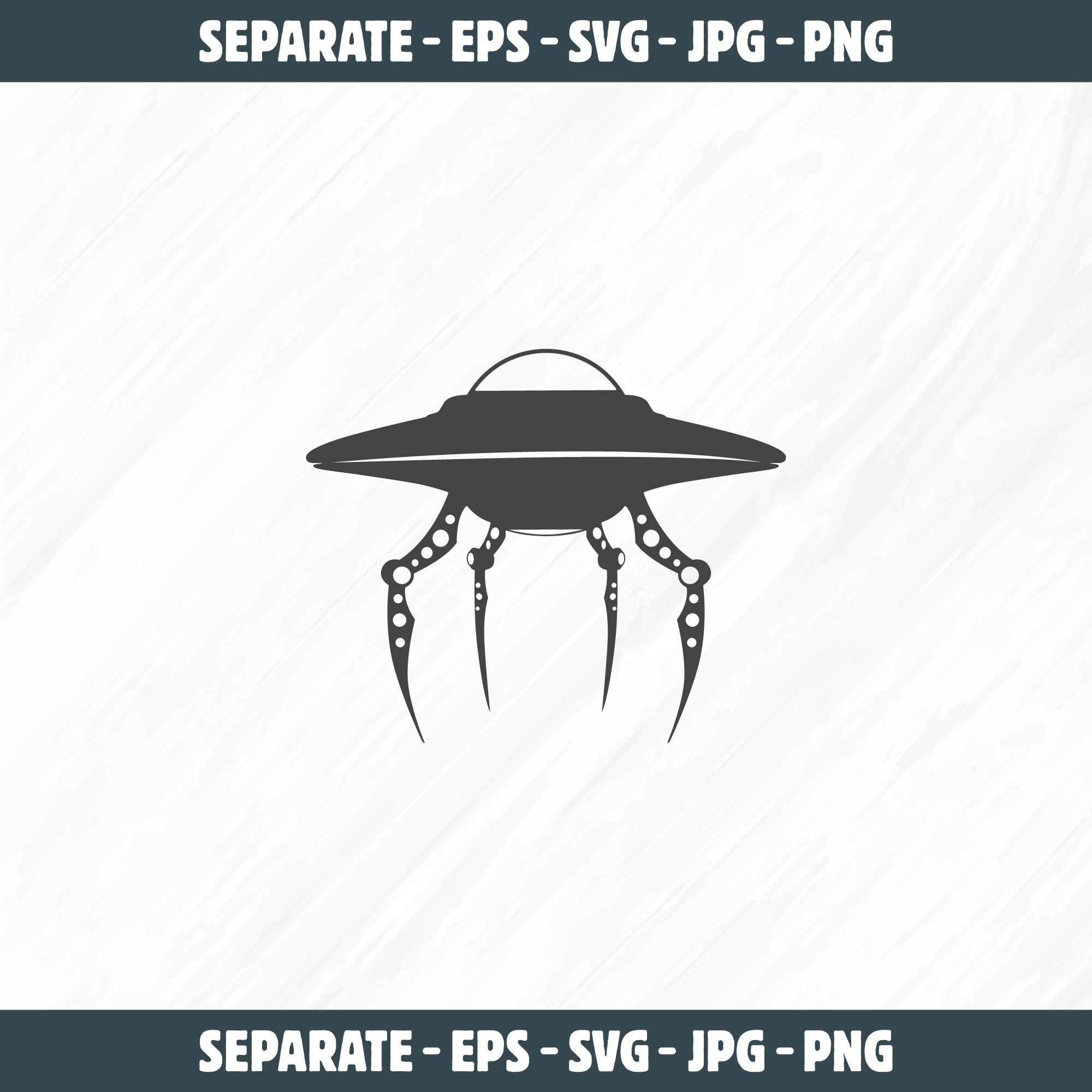 UFO Spaceship Silhouette SVG, Alien Ship Vector (digital Download ...
