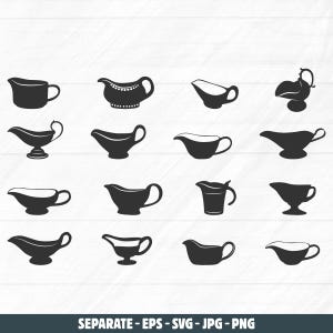 Gravy boat svg, Gravy boat silhouette, Gravy sauce boats silhouette, Gravy sauce boats svg, Gravy boat vector, Sauce boats vector.