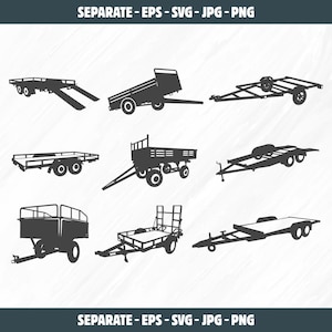 Car trailer SVG, Car trailer silhouette, Car trailer logo, Car trailer clipart, Car trailer vector, Cargo, Truck and equipment trailer svg.