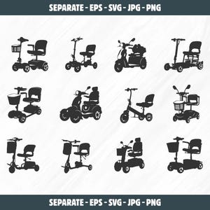 Pacote de clipart vetorial SVG de scooter para mobilidade (arquivos digitais)