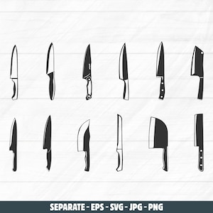 Kitchen Knife SVG: Chef Knife Silhouette Vector (Digital Download)