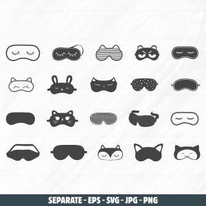 Eye sleep mask svg, Eye sleep mask silhouette, Sleep mask svg, Sleep mask silhouette, Sleeping mask svg, Sleeping mask clipart, Mask svg.