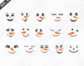 Snowman Face SVG: Christmas Clipart Vector Set (Digital Download)