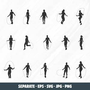 Jumping rope Svg, Jumping rope silhouette, Jump rope skipping silhouette, Rope skipping Svg, Jumping rope vector bundle, Jumping Svg.