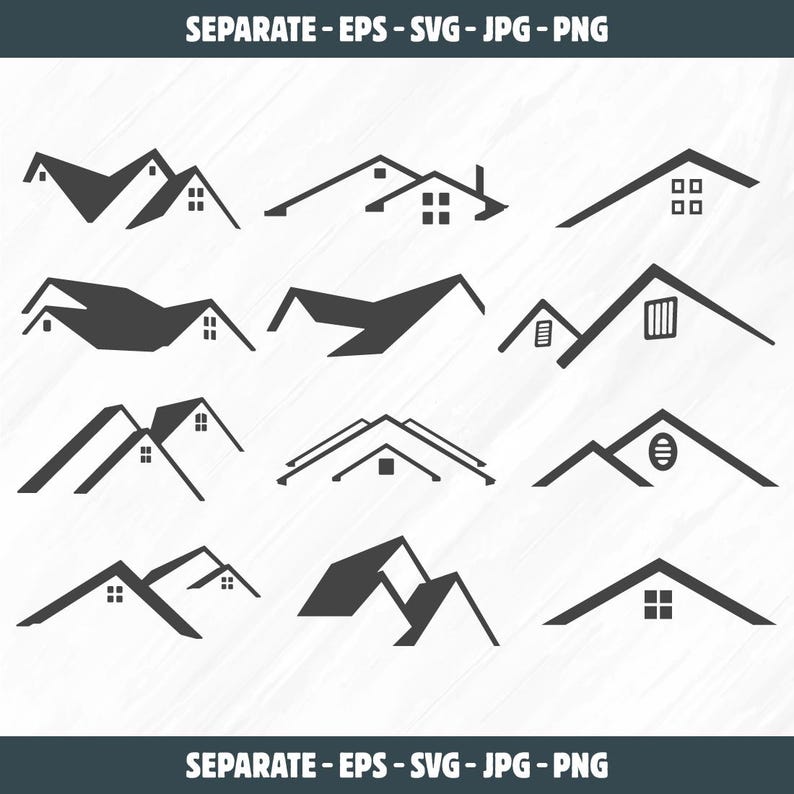 House Roof Silhouette Vector Set (digital Download) - Etsy