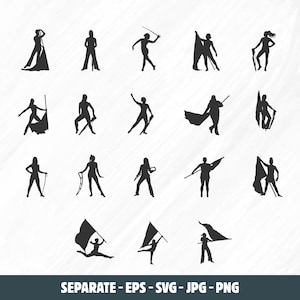 Banda de música Svg, Guardia de color SVG, Silueta de guardia de color, Silueta de banda de música, Banderas de guardia de color Svg, Chica de guardia de color Svg.