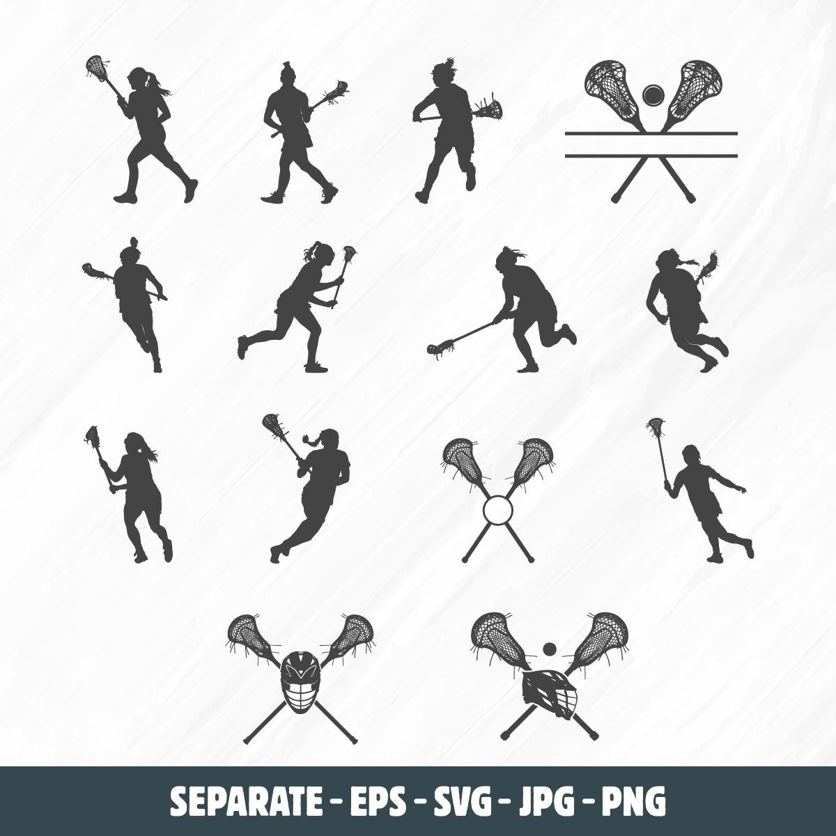 Lacrosse-Frauen-Svg, Lacrosse-Frauen-Silhouette, Lacrosse-Frauen-Bundle, Frauen-Lacrosse-Silhouette, weiblicher Lacrosse-Player, Lacrosse-Svg.
