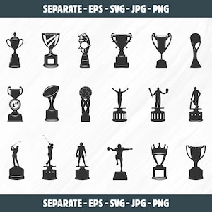 Trophy Svg Bundle, Trophy Svg, Football Trophy Svg, Player Trophy Svg,  Sport Trophy Svg, Trophy silhouette, Football, Cricket, Golf, Trophy