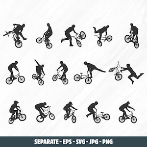 Bmx cyclisme Svg, Bmx Stunt Svg, silhouette de cyclisme Bmx, Bmx racing Svg, silhouette de cascade Bmx, svg cycliste Bmx, svg Bmx, silhouette Bmx.