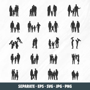 Family Svg Bundle, Family Silhouette, Family Svg, Mom and Dad Svg, Family Clipart, Family Vector Bundle, Mom Dad with Child Svg, Family Set.