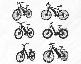 Electric Bike Silhouette Vector Set (SVG, PNG, EPS)