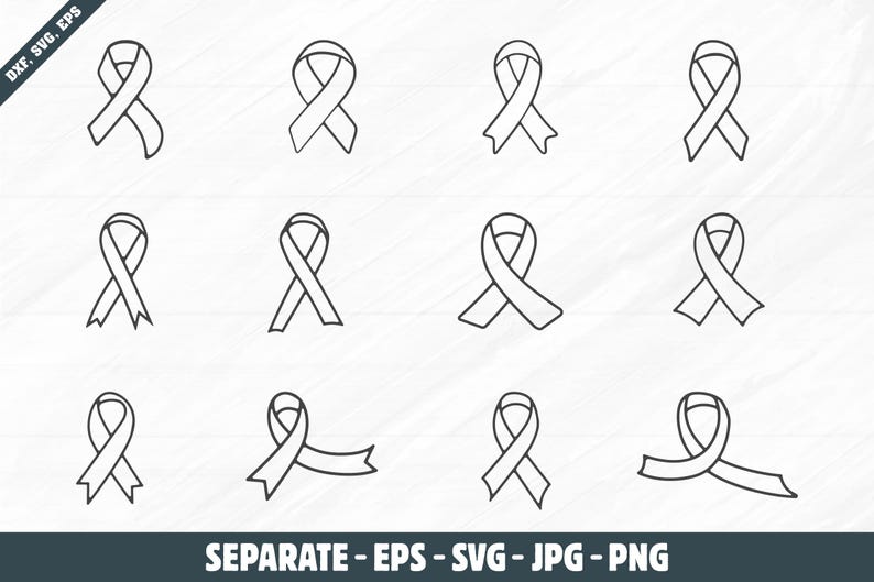 Best Ribbons Dxf Awareness Ribbon Outline Svg, Cancer Ribbon Outline, Ribbon Outline ...
