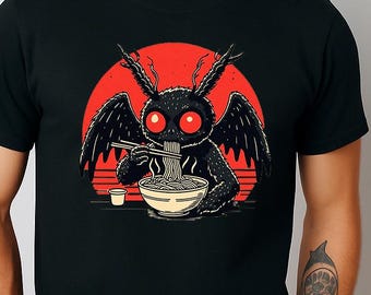 Mothman Ramen T-Shirt: Funny Cryptid Noodle Lover Tee