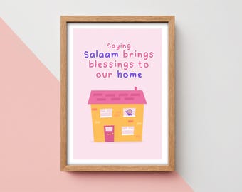 Impressão de casa islâmica: Ilustração da casa das bênçãos de Salaam (download digital)