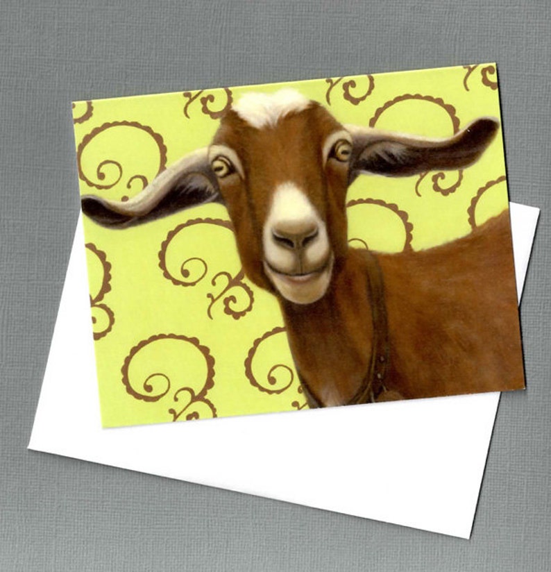 Goat Cards Goat Note Cards 4pack Goat Art Assorted Goat Etsy