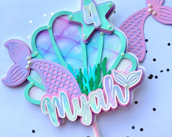 Meerjungfrauen-Geburtstagstortenaufsatz / Meerjungfrauenschwanz-Tortenaufsatz / Unterwasser-Tortenaufsatz