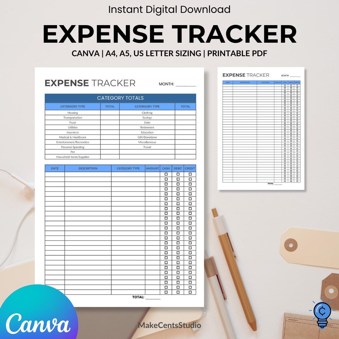 Monthly Bill Tracker Expense Tracker Printable Planner Budget Template ...