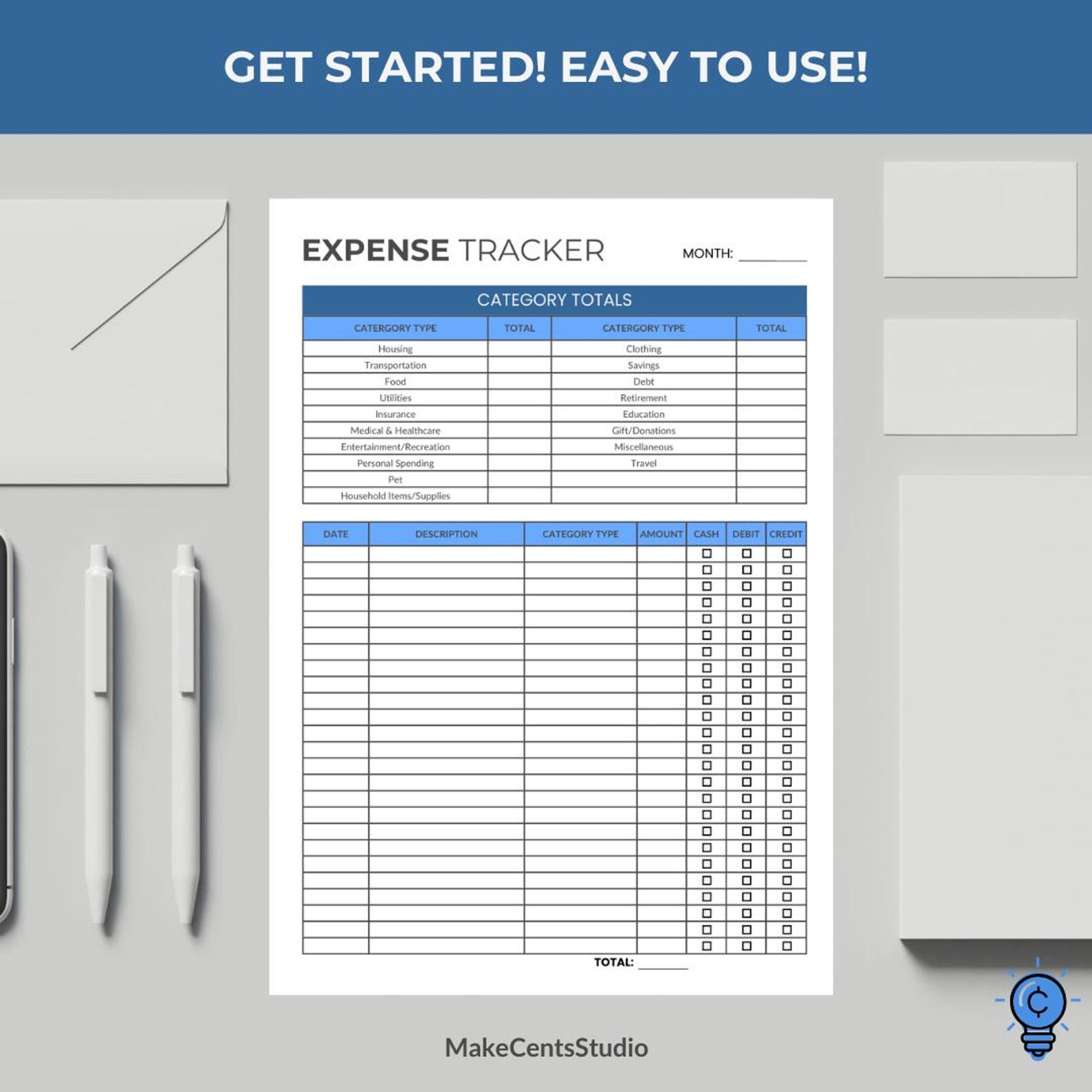 Monthly Bill Tracker Expense Tracker Printable Planner Budget Template ...