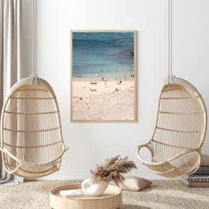 Strandposter Fotografie Wandbild Meer in Beige und Türkis, Boho Sommer Deko Wand Fotokunst, Fotoabzug ungerahmt verschiedene Größen, Poster