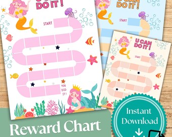 マーメイドのごほうびチャート：お子様の雑用と行動の追跡（デジタルダウンロード）