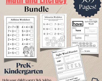 幼稚園～小学生向け算数・読解セット：サイトワード、CVC、ABCトレース（PDFダウンロード）