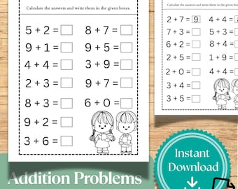 足し算のワークシート：幼稚園・小学校向け算数の印刷用（PDFダウンロード、20ページ、0～10の数字）
