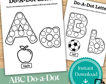 ABCドットマーカーワークシート：幼児向けアルファベットと数字のアクティビティ（PDFダウンロード）