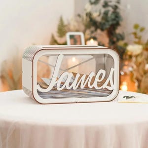 Boîte à Cartes de Mariage en Bois Personnalisée | Boîte à Souvenirs Gravée pour Invités | Boîte à Argent Rustique